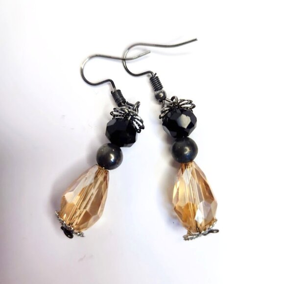 Handcrafted Upcycled Vintage Style Dangle Earrings - Picture 1 of 4